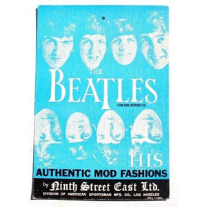 Vintage 1966 THE BEATLES HIS Authentic MOD FASHIONS Clothing Tag Ninth Street